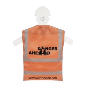 Mini reflecterend veiligheidshesje voor in de cabine met de tekst "Danger ahead"