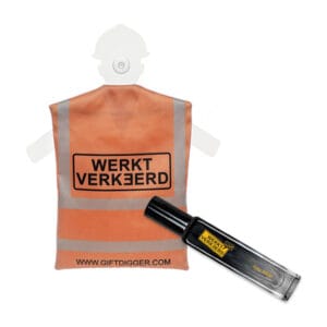 WERKTVERKEERD profitdeal - mini veligheidshesje met autoparfum sprayflesje